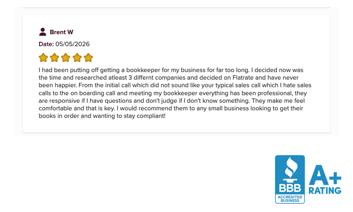 Five-star BBB review from Brent W, dated May 5, 2026