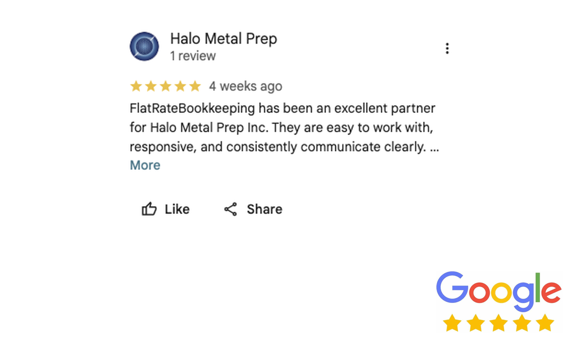 Five-star Google review from Halo Metal Prep